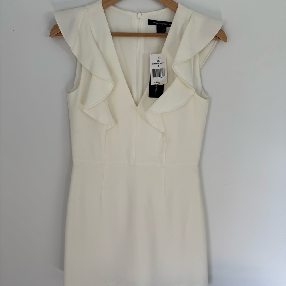 French Connection Cream Ruffle Mini Dress - Picture 4 of 5